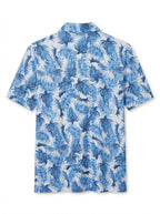 CHAPS Men's Tropical Palm Leaf Print Polo Shirt - Blue & White