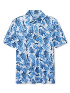 CHAPS Men's Tropical Palm Leaf Print Polo Shirt - Blue & White