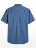 Nautica Men's Short Sleeve Patterned Chambray Button-Down Shirt