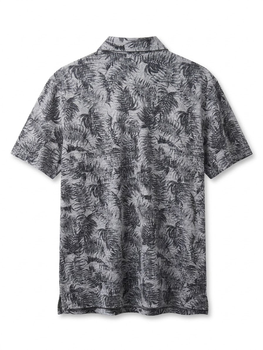 Chaps Men's Tropical Leaf Print Polo Shirt - Grey