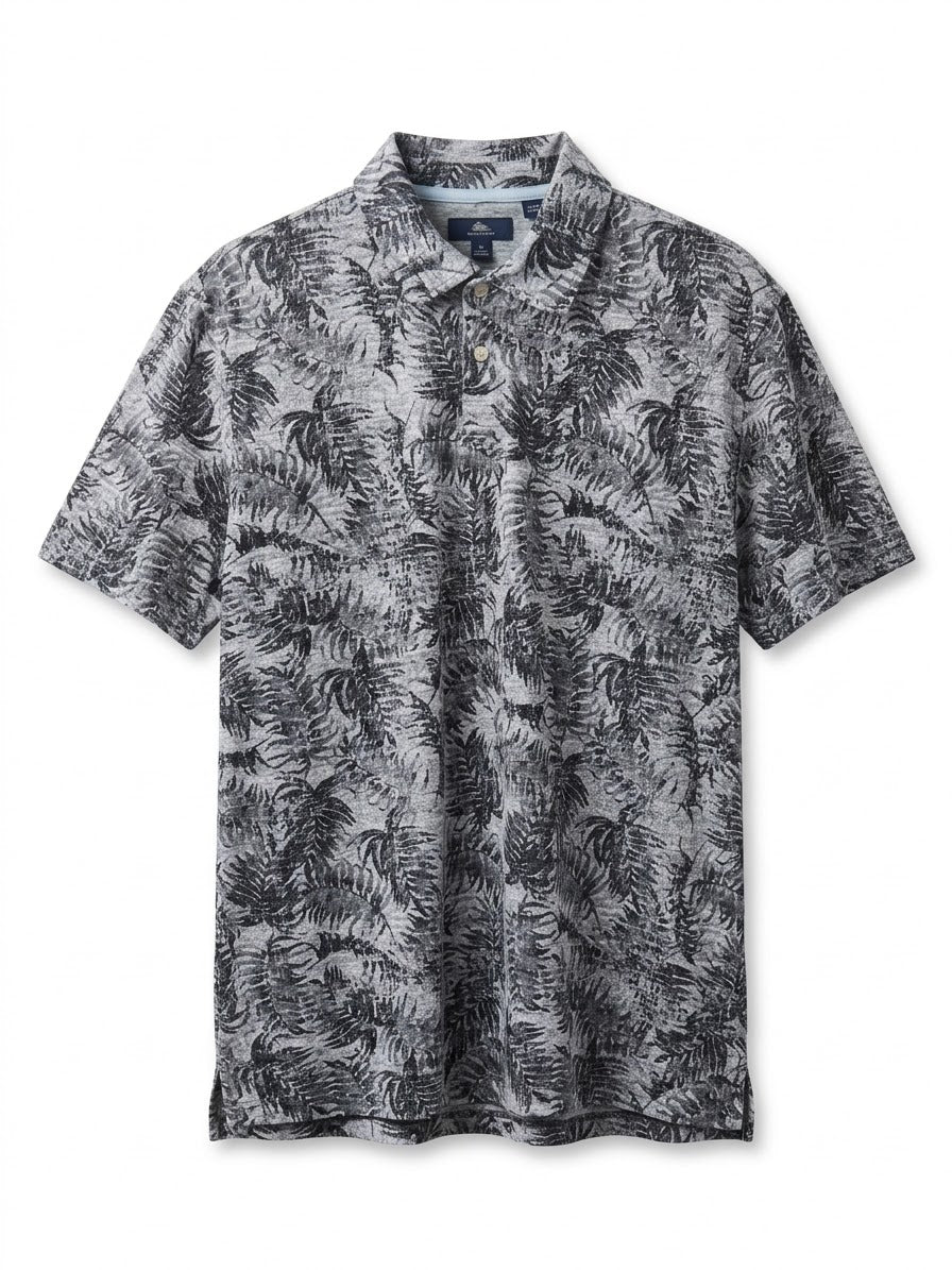 Chaps Men's Tropical Leaf Print Polo Shirt - Grey