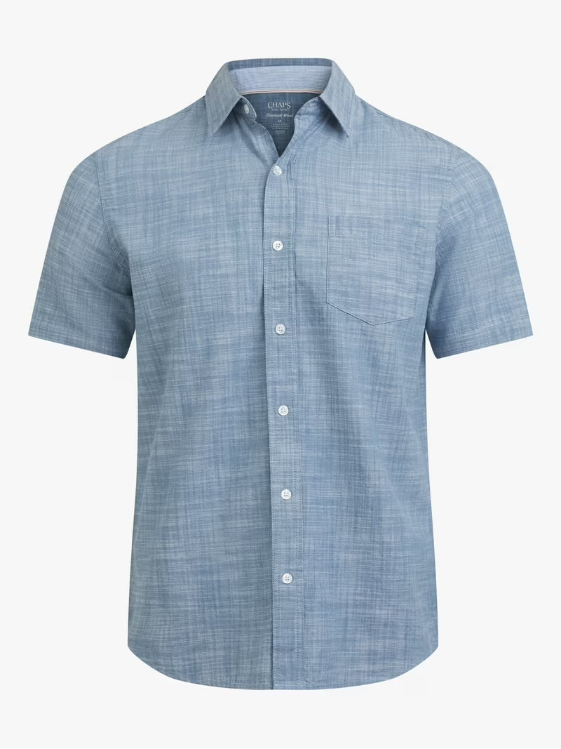 Chaps Men's Short Sleeve Chambray Woven Shirt