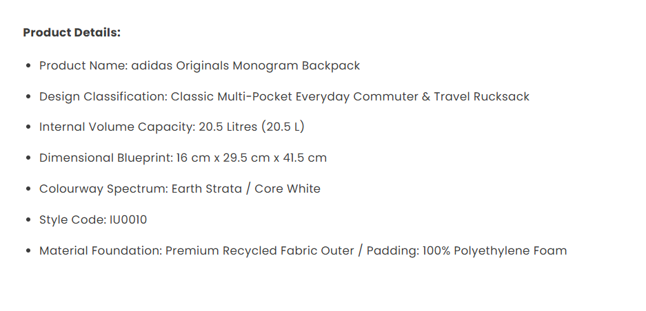 ADIDAS Originals Monogram Backpack Earth Strata