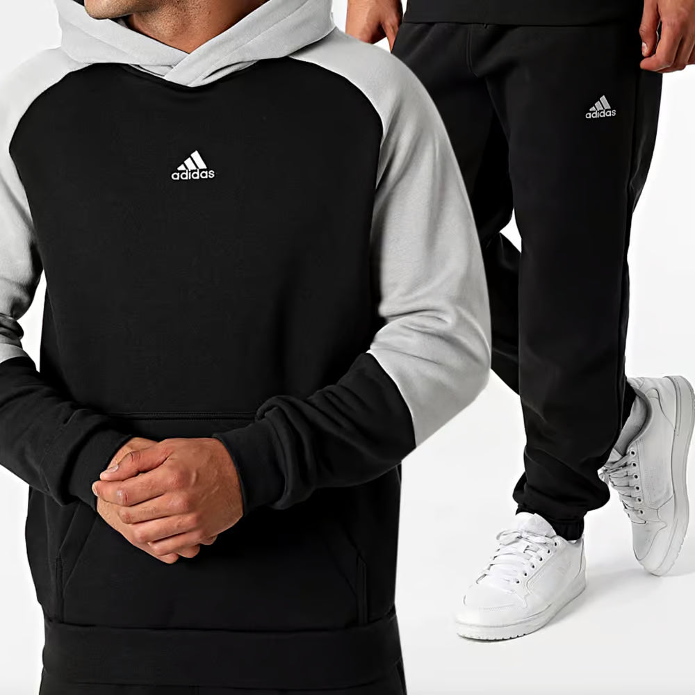 ADIDAS Men's Full Tracksuit Fleece Colorblock Black Hoodie