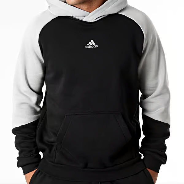 ADIDAS Men's Full Tracksuit Fleece Colorblock Black Hoodie
