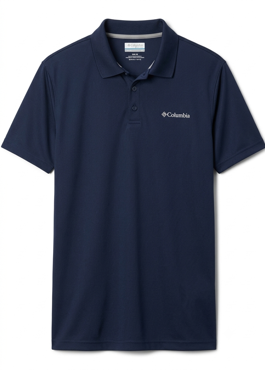 COLUMBIA  Men's Classic Navy Blue Short-Sleeve Polo Shirt