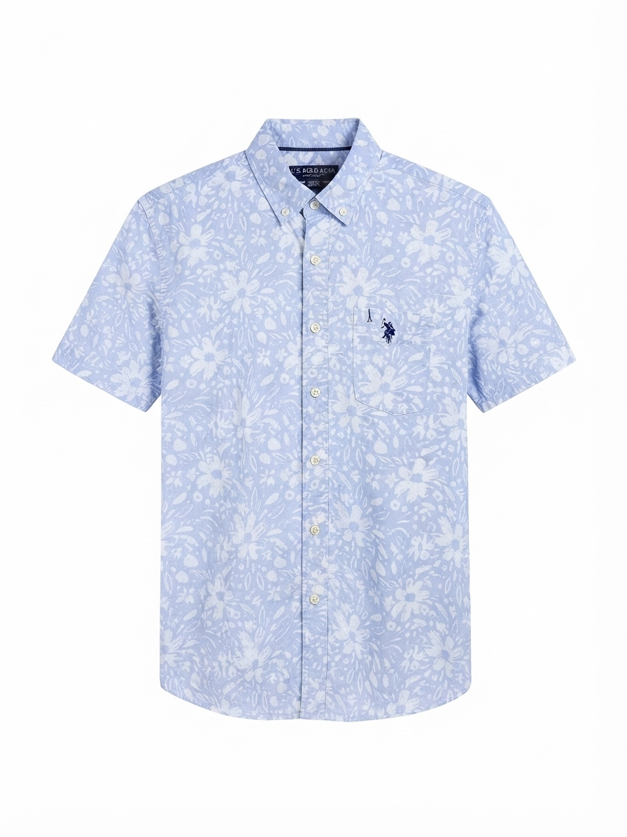 U.S. Polo Assn. Light Blue Floral Short-Sleeve Shirt
