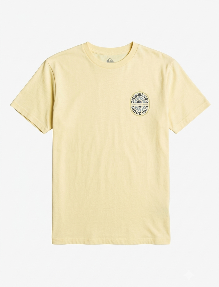 QUICKSILVER "Feeling Fine" Graphic T-Shirt – Pale Yellow