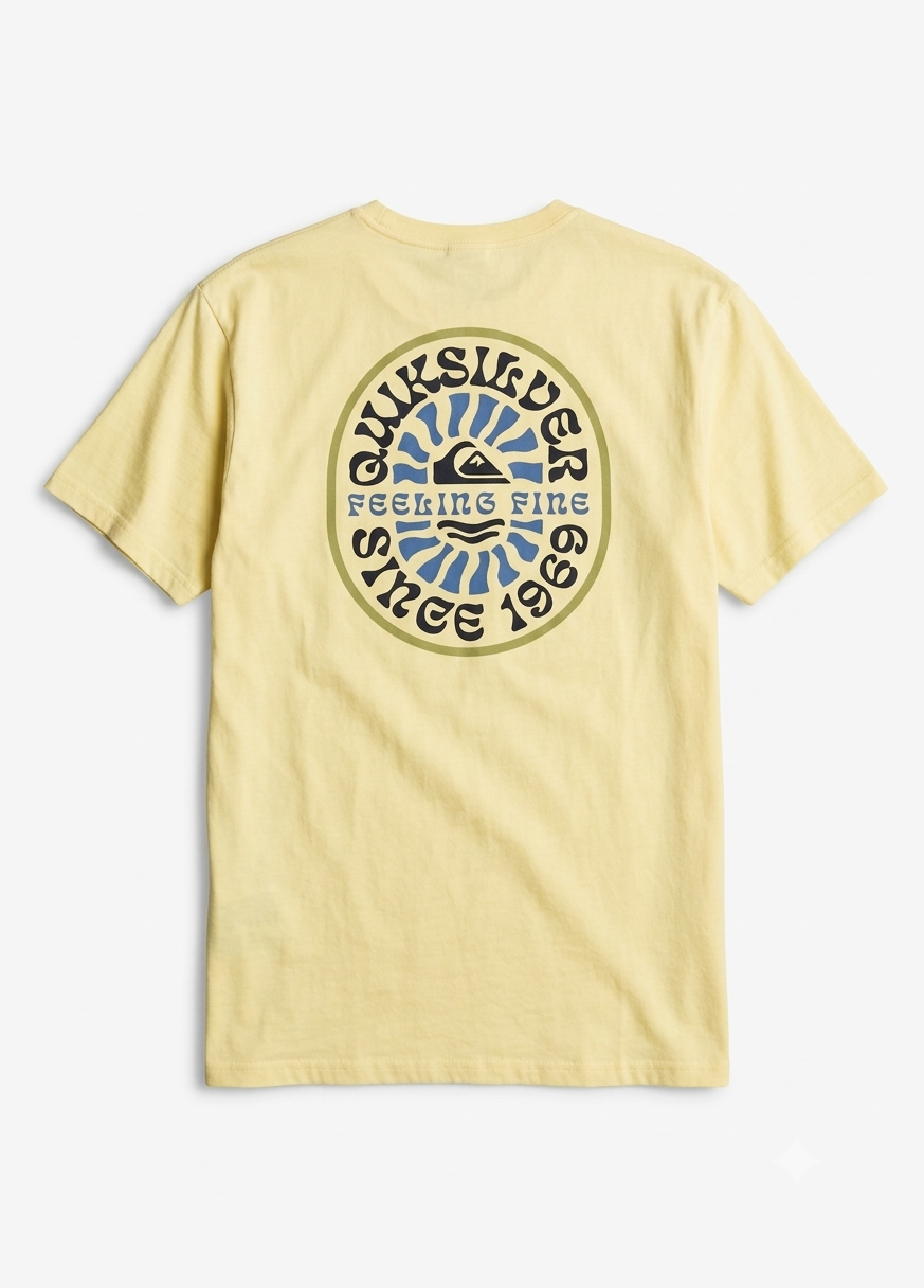 QUICKSILVER "Feeling Fine" Graphic T-Shirt – Pale Yellow