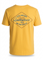 QUICKSILVER Men's "Live and Die on the Beach"  T-Shirt – Mustard Yellow