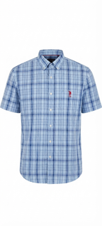 U.S. POLO ASSN. Short Sleeve CVC Yarn-Dye Poplin Woven Shirt