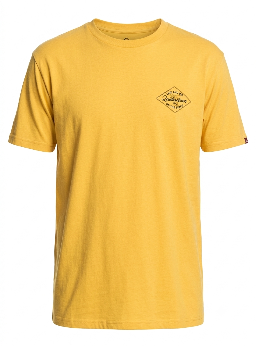 QUICKSILVER Men's "Live and Die on the Beach"  T-Shirt – Mustard Yellow