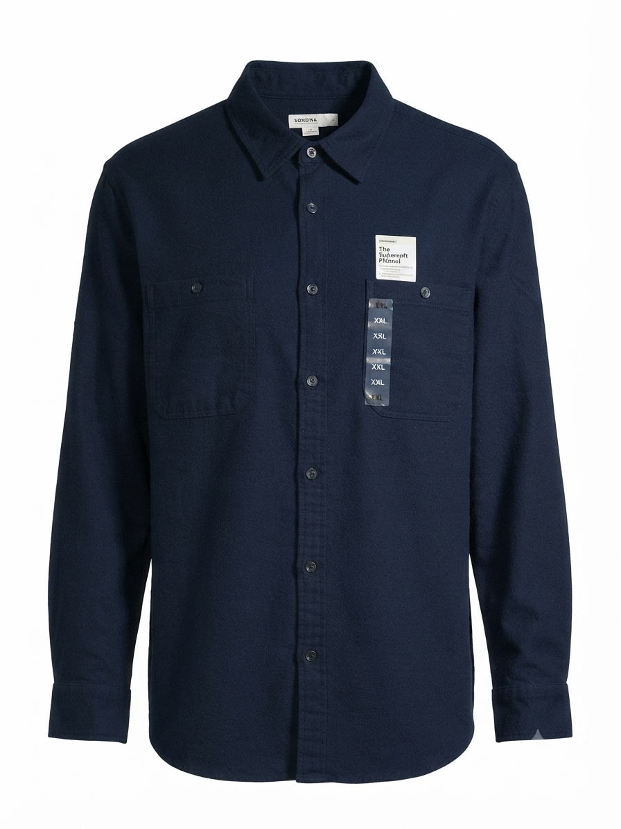 SONOMA Men's Premium Heavyweight Flannel Shirt - Solid Navy