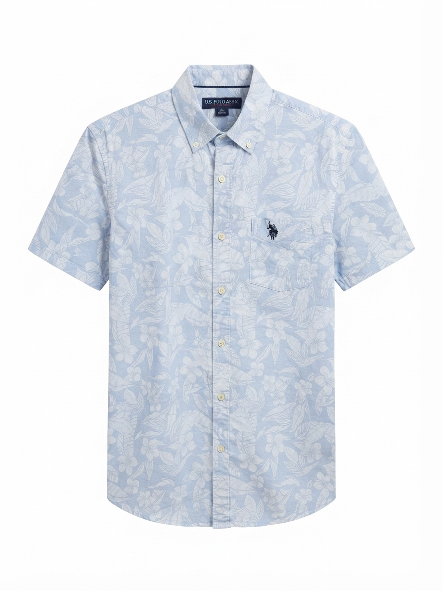 U.S. Polo Assn. Men's Short-Sleeve Floral Print Button-Down Shirt