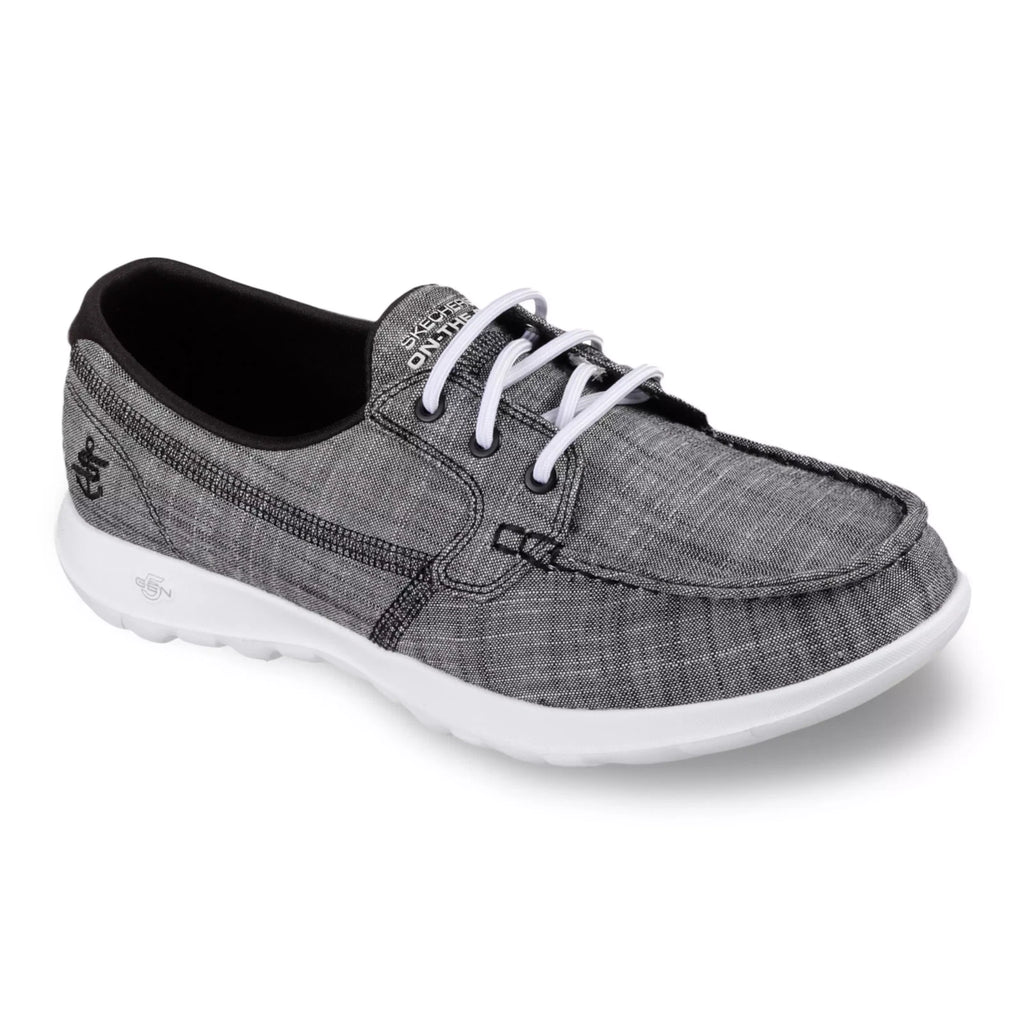 SKECHERS  Go Walk Lite Isla Boat Shoes Women WIDE Black Slip On