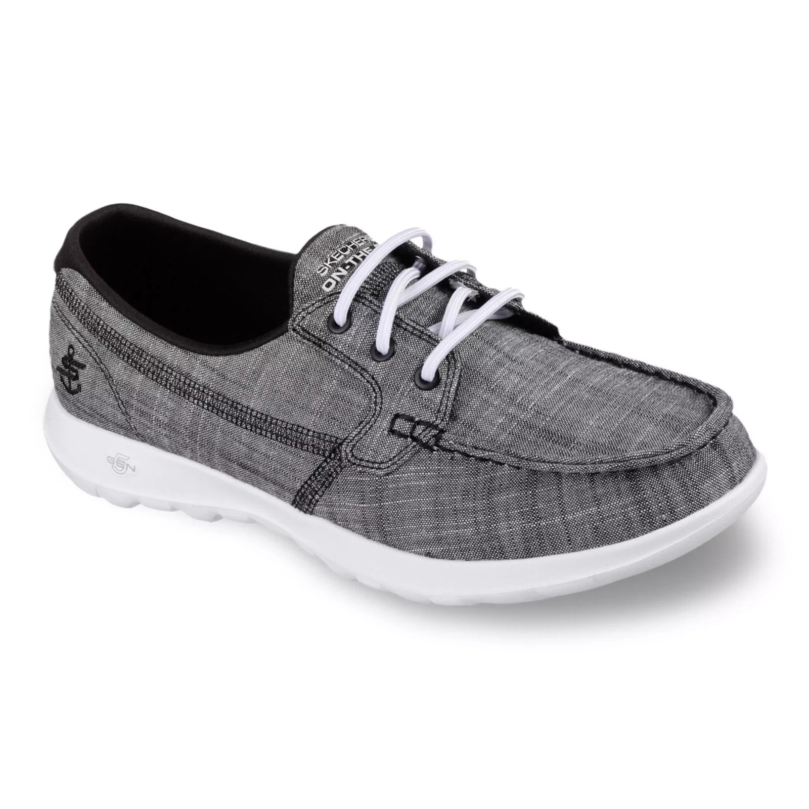 SKECHERS  Go Walk Lite Isla Boat Shoes Women WIDE Black Slip On